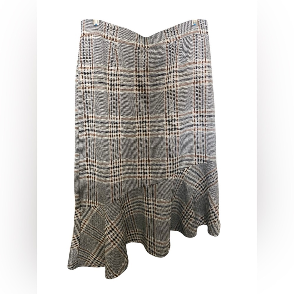 CATO EUC PLAID ASYMMETRICAL SKIRT SZ L